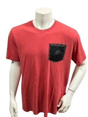 Nike Men’s Athletic T-Shirt Red Black Pocket Logo Short Sleeve XL